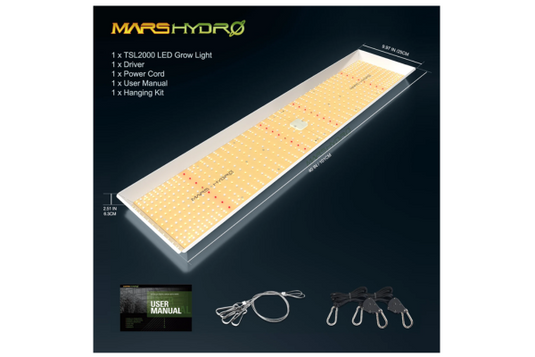 Mars Hydro - TSL2000 300W LED Grow Light, Full Spectrum, Dimmable - 3x5 ft Coverage