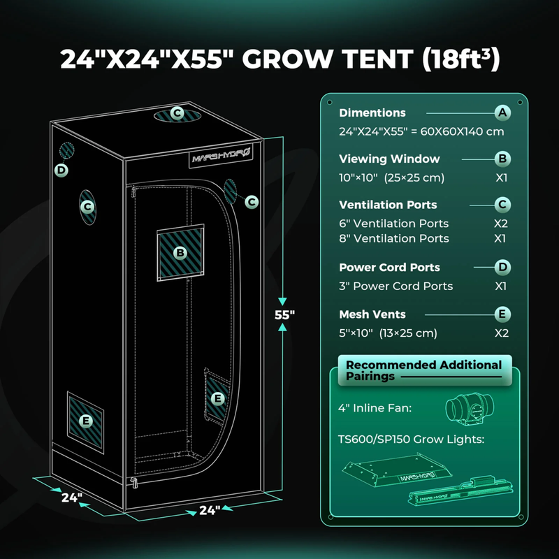 Load image into Gallery viewer, Mars Hydro - 2&#39;x2&#39;x4.5&#39; Indoor Grow Tent | Reflective Mylar, Lightproof Design
