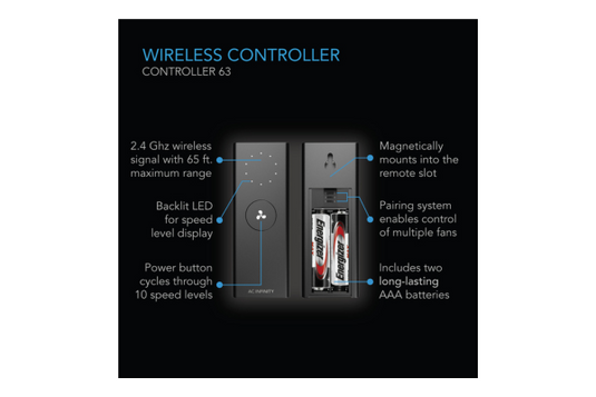 AC Infinity - Cloudlift S12 Floor & Wall Fan with Wireless Control