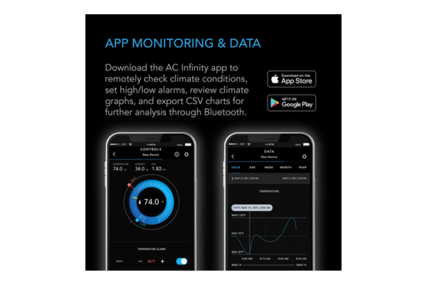 Load image into Gallery viewer, AC Infinity - CLOUDCOM B1 Smart Thermo-Hygrometer with App &amp; 12&#39; Sensor
