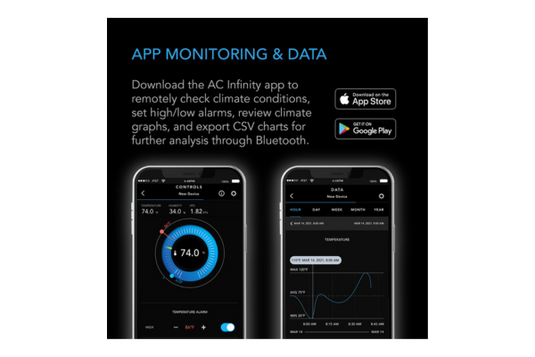 AC Infinity - CLOUDCOM B1 Smart Thermo-Hygrometer with App & 12' Sensor