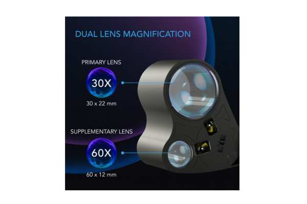 Load image into Gallery viewer, AC Infinity - Jewelers Loupe with Dual Lenses &amp; LED Light - 30x &amp; 60x Magnification
