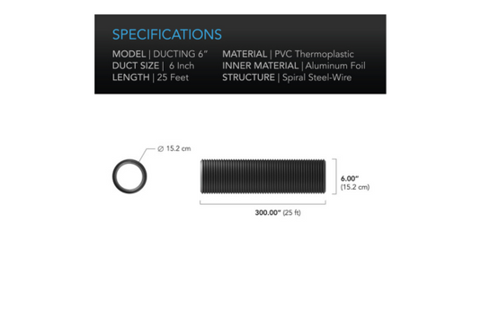 AC Infinity - 6" Flexible Four-Layer Ducting – 25ft – HVAC & Grow Room Applications