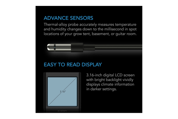 Load image into Gallery viewer, AC Infinity - CLOUDCOM B1 Smart Thermo-Hygrometer with App &amp; 12&#39; Sensor
