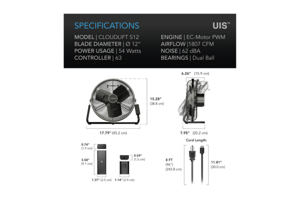 Load image into Gallery viewer, AC Infinity - Cloudlift S12 Floor &amp; Wall Fan with Wireless Control
