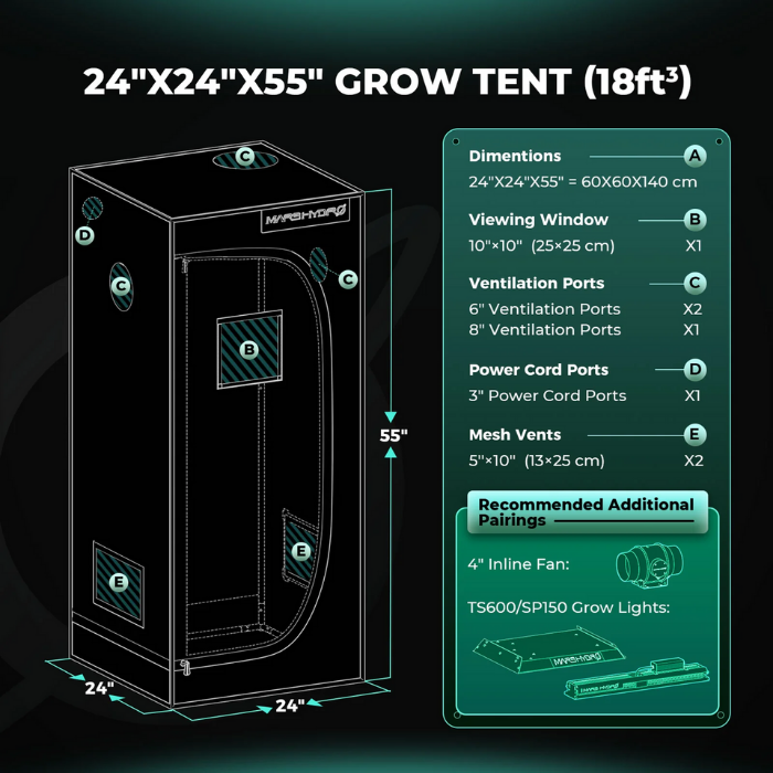 Load image into Gallery viewer, Mars Hydro - TS600 LED Grow Light &amp; 2&#39;x2&#39; Complete Grow Tent Kit
