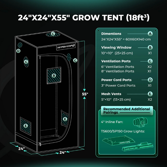 Mars Hydro - TS600 LED Grow Light & 2'x2' Complete Grow Tent Kit