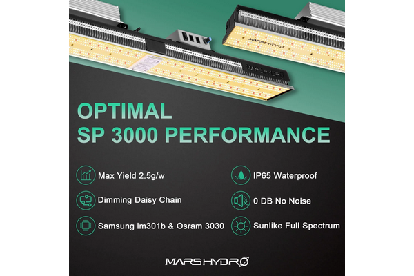 Mars Hydro - SP3000 Samsung Osram (300W) LED Grow Light - 3x5 Coverage