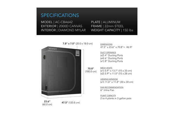 Load image into Gallery viewer, AC Infinity - CLOUDLAB 642 Advance Grow Tent – Optimal Plant Cultivation – 4&#39;x2&#39;
