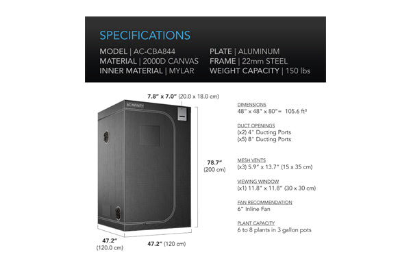 Load image into Gallery viewer, AC Infinity - CLOUDLAB 844 Advance Grow Tent – Optimal Plant Cultivation – 4&#39;x4&#39;
