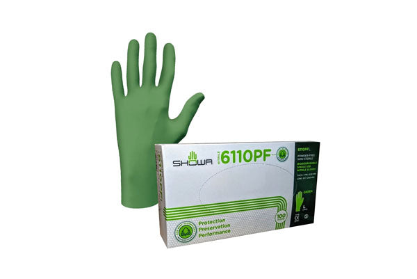 Showa - Gants verts biodégradables - Gants jetables 100 % nitrile (100/boîte)