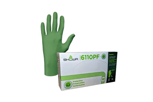 Showa - Biodegradable Green Gloves - 100% Nitrile Disposable Gloves (100/Bx)